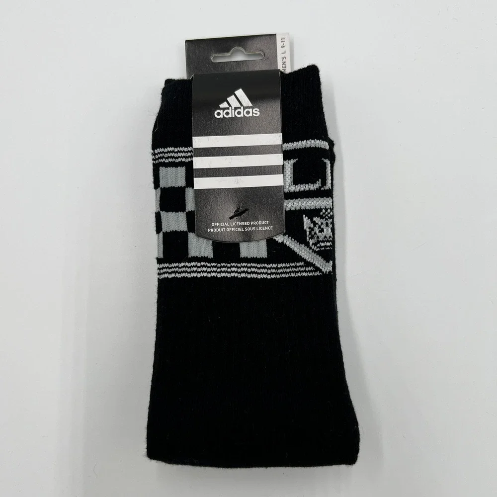 Adidas NHL Los Angeles Kings Crew Socks Mens Large Black Silver New